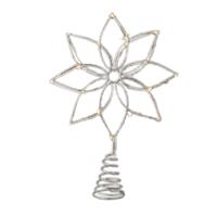 Decoris Kerstboom ster/bloem piek/topper met LED verlichting warm Wit
