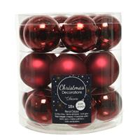 Decoris 18x stuks kleine kerstballen Donkerrood