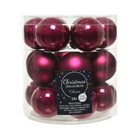 Decoris 18x stuks kleine kerstballen framboos Roze