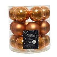 Decoris 18x stuks kleine kerstballen cognac Bruin