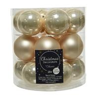 Decoris 18x stuks kleine kerstballen licht parel/champagne van glas 4 cm - mat/glans - Kerstboomversiering