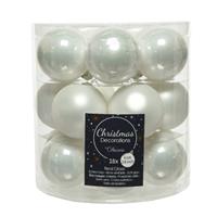 Decoris 18x stuks kleine kerstballen winter Wit