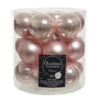 Decoris 18x stuks kleine kerstballen lichtRoze