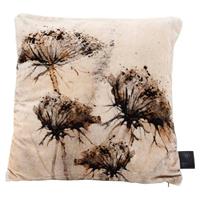Ptmd Collection Nisha Vierkant Kussen  45 x 10 x 45 cm  Katoenen Fluweel  CrÃ¨me