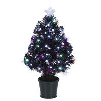 Luca Lighting Fiber optic kerstboom/kunst kerstboom met verlichting en piek ster 60 cm - Kunstbomen/kerstbomen met lampjes/lichtjes
