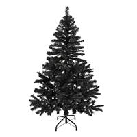 Bellatio Zwarte kunst kerstboom/kunstboom 150 cm - Kunst kerstbomen / kunstbomen