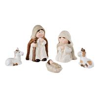 Decoris Kinder/kinderkamer kerststal beelden/figuren 6,4 x 4 x 3,2 cm - Kerstgroep beeldjes/kerstbeeldjes voor kinderen