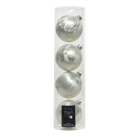 Decoris 4x stuks kerstballen Wit