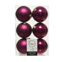 Decoris 6x stuks kunststof kerstballen framboos Roze