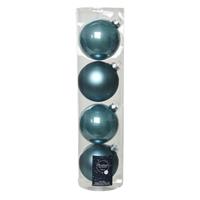 Decoris 4x stuks kerstballen ijsBlauw