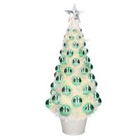 Bellatio Complete kunstkerstboom met lichtjes en ballen Groen