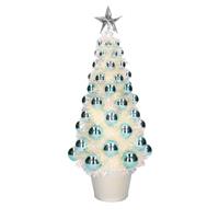 Bellatio Complete kunstkerstboom met lichtjes en ballen Blauw