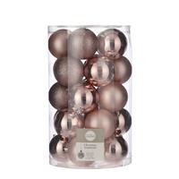 House Of Seasons Onbreekbare kunststof kerstballen lichtroze 25x stuks - Roze