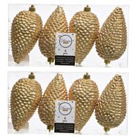 Decoris 12x Gouden dennenappels kerstballen 12 cm - Glitter - Onbreekbare plastic kerstballen - Kerstboomversiering Goud