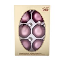 6x stuks glazen kerstballen orchidee Roze