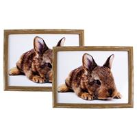 Mars & More 2x Schootkussens/laptrays konijn print 33 x 43 cm - Schoottafels - Dienbladen voor op schoot