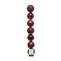 Decoris 7x stuks kunststof kerstballen Donkerrood