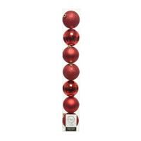 Decoris 7x stuks kunststof kerstballen Rood