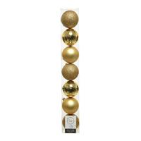 Decoris 7x stuks kunststof kerstballen Goud