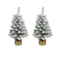 2x stuks kunstboom/kunst kerstboom met sneeuw 75 cm - Kunst kerstboompjes/kunstboompjes - Kerstversiering
