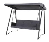 Hioshop Mines loungemeubel schommelstoel, 3-persoons zwart/grijs.