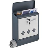 RELAXDAYS Briefkasten mit Zeitungsfach, moderner Postkasten, HBT: 38,5 x 31 x 12 cm, Stahl & Edelstahl, anthrazit/silber - 