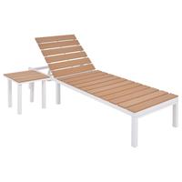 VidaXL Ligbed met tafel aluminium HKC bruin