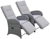 Garden Pleasure Loungesessel SALERNO, (Set, 2 St.), Polyrattan, verstellbar, inkl. Auflagen, grau