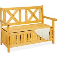 RELAXDAYS Gartenbank mit Stauraum, 2-Sitzer, HBT 85 x 115 x 60 cm, Tannenholz, Garten Truhenbank mit RÃ¼ckenlehne, natur