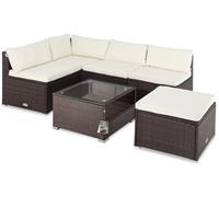 Casaria Polyrotan XL Lounge  Bruin/Crème met extra dikke rugkussens