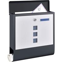 [EN.CASA] Briefkasten Sanitz 34x31x10cm Stahl Anthrazit/Silber