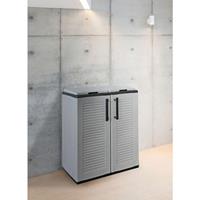 Abfallschrank für den Innen oder Außenbereich, 2 Beutelhalter mit 2 Türen, 100% Made in Italy, 68x37h84 cm, graue Farbe - 