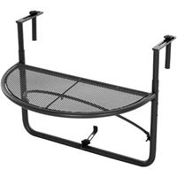 Outsunny Balkonhängetisch Hängetisch höhenverstellbar halbrund Ø30 cm Terrasse Metall Schwarz L60 x B45 x H50 cm