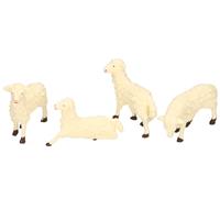 4x Kerststal beeldjes witte schapen 7 x 6 cm dierenbeeldjes -