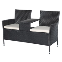 Outsunny Polyrattan Gartenbank 133 x 63 x 84 cm (LxBxH)   Gartensofa Sitzbank mit Tisch 2-Sitzer Rattanmöbel