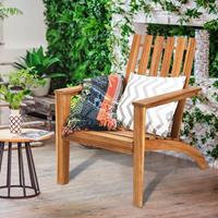 costway Buitenstoel van Hout Adirondack Klassieke Adirondack Loungestoel met Ergonomisch Ontwerp Acaciahout Patio Leunstoel Natuurlijk