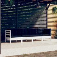 vidaXL 4-delige Loungeset met kussens massief grenenhout