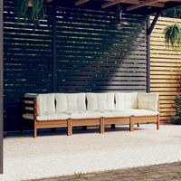 vidaXL 4-delige Loungeset met kussens massief grenenhout