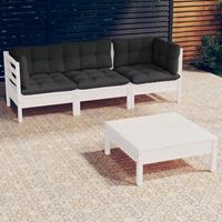 vidaXL 4-delige Loungeset met antracietkleurige kussens grenenhout