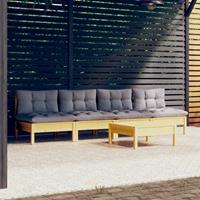 vidaXL 5-delige Loungeset met grijze kussens grenenhout