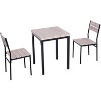HOMCOM Esstisch-Set mit 1 Tisch + 2 Stühlen braun/schwarz