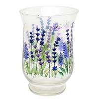 HTI-Living Glas Windlicht Lavendel Klein Ø 8 cm Höhe 9 cm, Groß Ø 11 cm Höhe 15 cm transparent