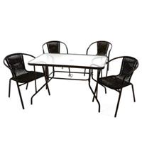 Hioshop Anna terrasmeubel set tafel, 4 stoel bruin.