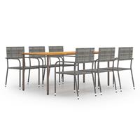 vidaXL 7-delige Tuinset poly rattan antracietkleurig