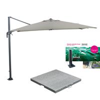 Garden Impressions Zweefparasol Hawaii M 270x270 cm - d. grijs - l grijs - incl 80 kg voet en hoes