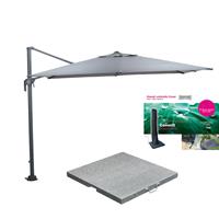 Garden Impressions Zweefparasol Hawaii M 270x270 cm - d. grijs / d. grijs - incl 80 kg voet en hoes