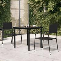 vidaXL Garten-Esstisch Schwarz 80x80x74 cm Stahl und Glas 