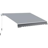 Outsunny voortent, met handslinger, lichtgewicht aluminium, eenvoudig te monteren, 395 x 245 cm, wit, beige | Aosom.nl