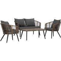 Outsunny Gartenmöbel Set 4-teilig Polyrattan - grau