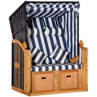 Outsunny Strandkorb mit Dach Rattanoptik Klapptisch Blau 118 x 79 x 150 cm